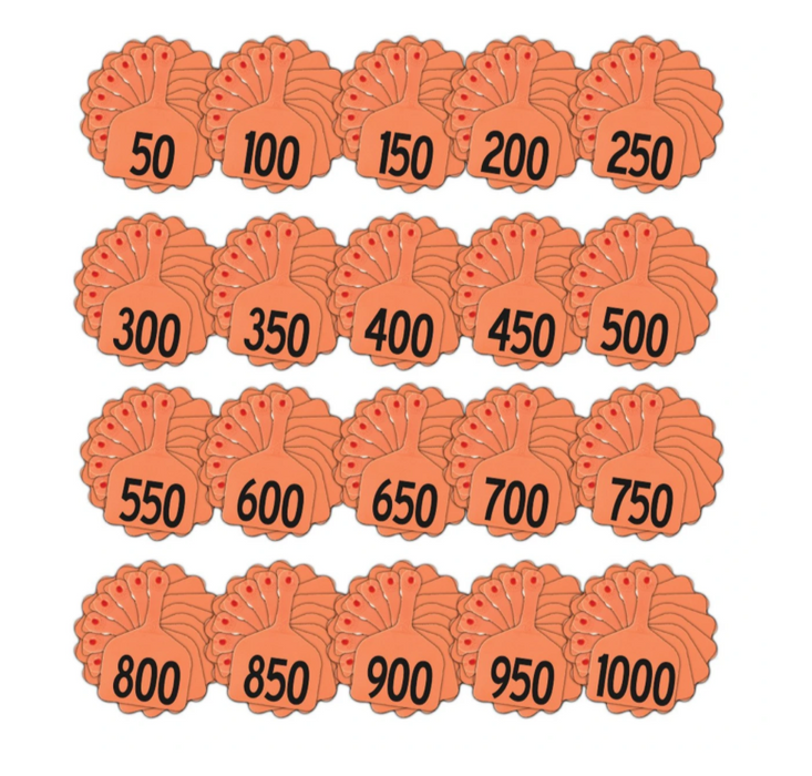 Feedlot Z tags 1-1000 Orange