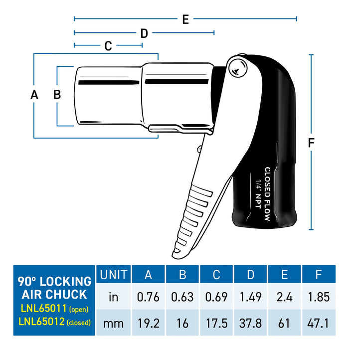 LockNFlate® Air Chuck, 90-Degree