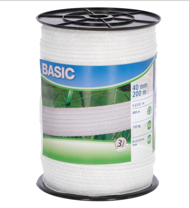 CORRAL Basic Fencing Tape 40mm x 200m (White)