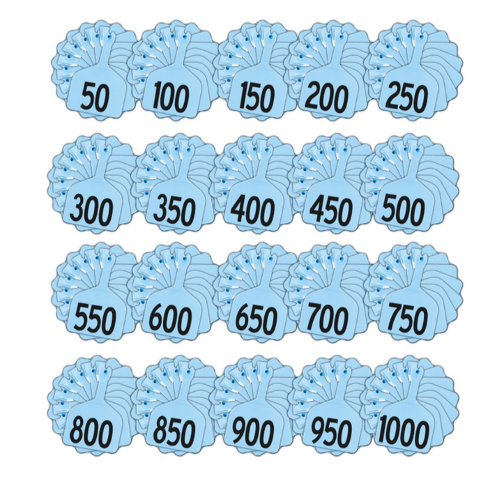 Feedlot pre-printed z tags 1-1000 blue