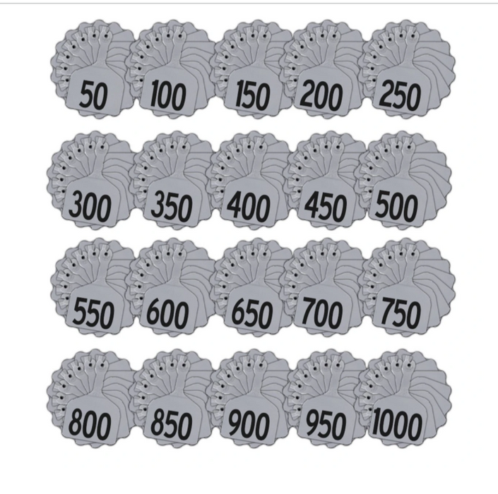 Feedlot Z tags 1-1000 -grey