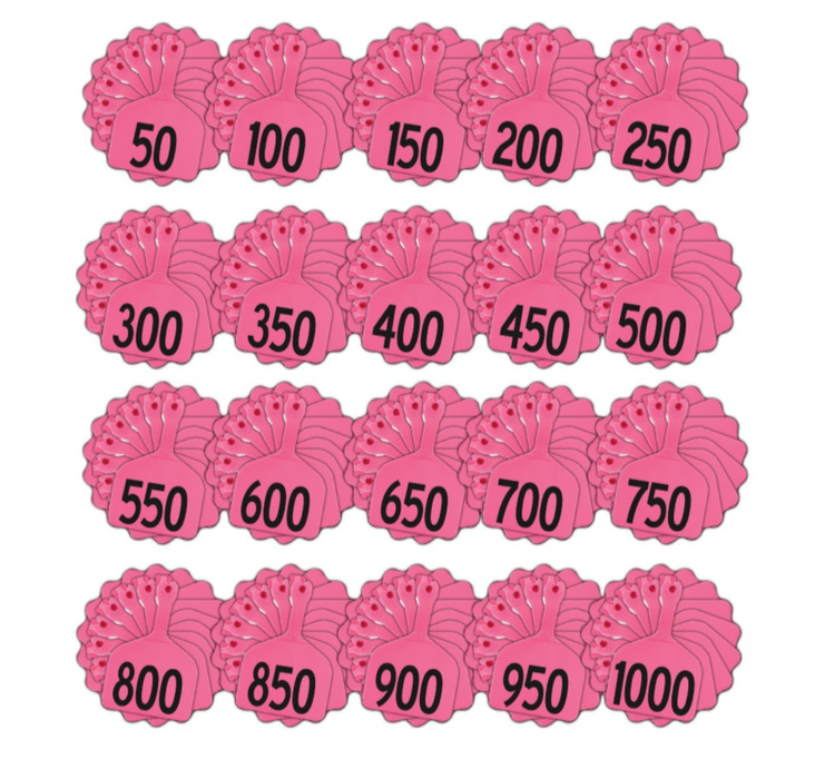Feedlot Z tags 1-1000 Pink