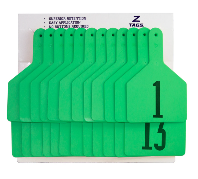 z-tags cows 1 pc printed green