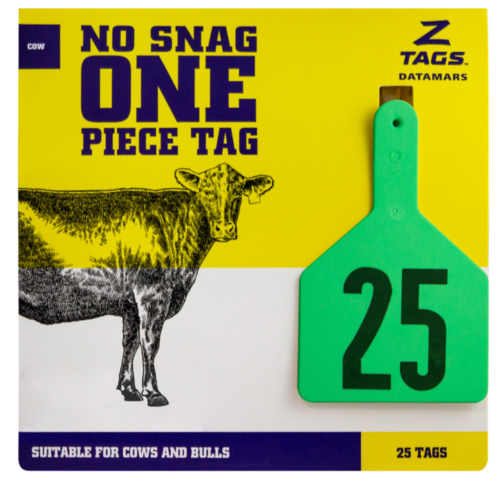 z-tags cows 1 pc printed green